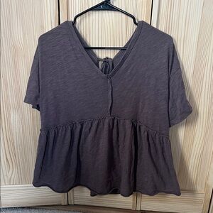 American Eagle Outfitters Short Sleeve Peplum Top - purple
